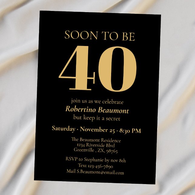 Convites Festa de Aniversário de 40 Anos Simples Moderna Su (Criador carregado)