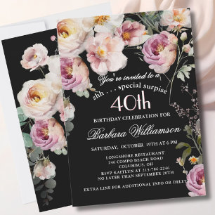 Convites Festa de Aniversário de 40 anos SURPRESA Elegante