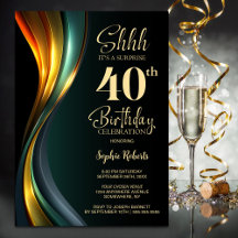 Festa de Aniversário de 40 Anos Surpresa Preta e D