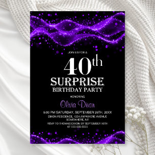 Convites Festa de Aniversário de 40 anos surpresa preta e r