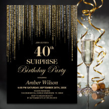 Festa de Aniversário de 40 anos Surpresa Preto com