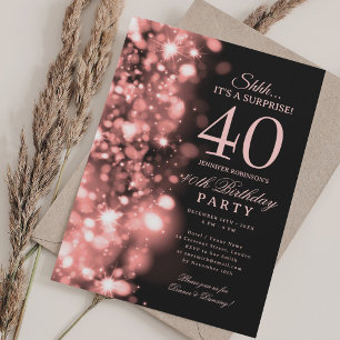 Convites Festa de Aniversário de 40 anos Surpresa Rose Gold
