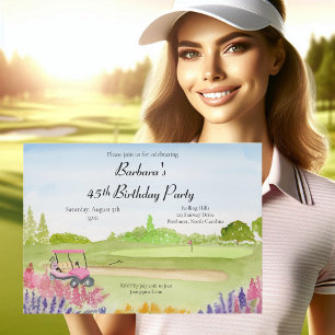 Convites Festa de Aniversário de 45 Anos Carrinho de Golfe