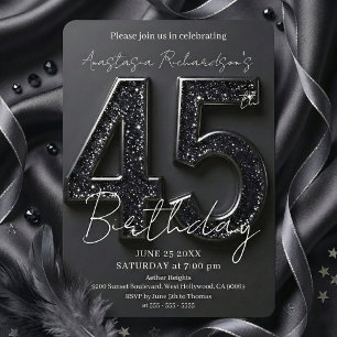 Convites Festa de Aniversário de 45 Anos Elegante e Chique