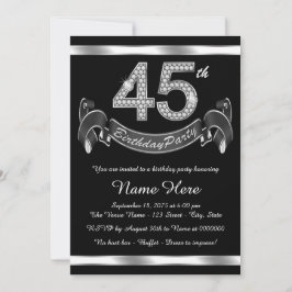 Convites Festa de Aniversário de 45 anos prateada