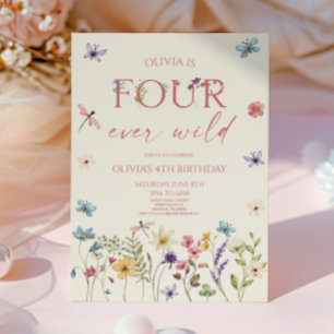 Convites Festa de Aniversário de 4 anos Four Ever Wild Wild