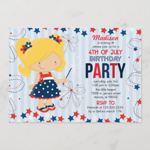 Convites Festa de aniversário de 4 de julho para crianças