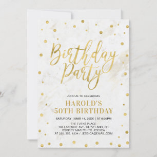 Convites Festa de Aniversário de 50 anos Adulto Dourado Mod