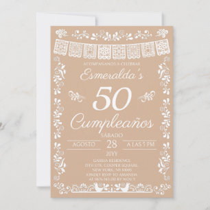Convites Festa de Aniversário de 50 Anos Bege