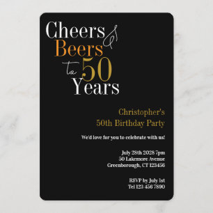 Convites Festa de Aniversário de 50 Anos Cheers e Beers