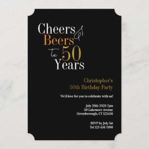 Convites Festa de Aniversário de 50 anos Cheers e Beers