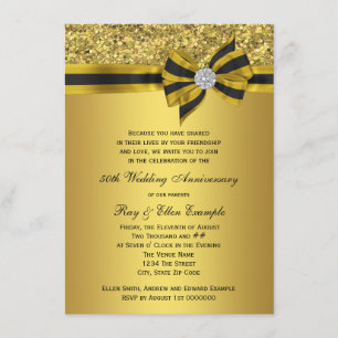 Convites Festa de Aniversário de 50 anos com Arco de Ouro E