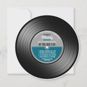 Convites Festa de Aniversário de 50 anos com Disco de Vinil