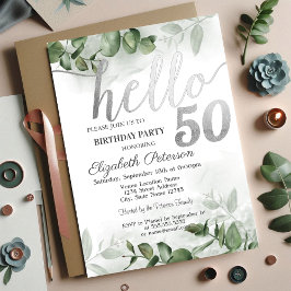 Convites Festa de Aniversário de 50 anos com Eucalipto em A