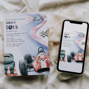 Convites Festa de Aniversário de 50 anos com Tema de Corrid