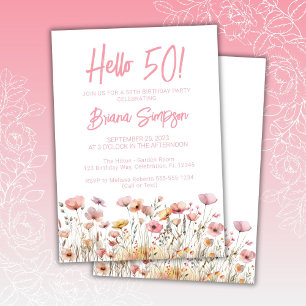 Convites Festa de Aniversário de 50 anos com Tema Floral Ro