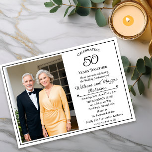 Convites Festa de Aniversário de 50 Anos de Casamento Elega