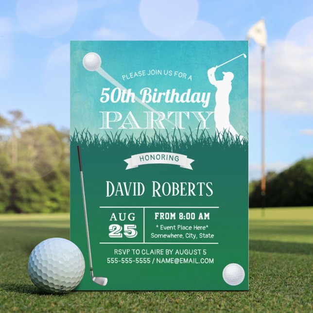 Convites Festa de Aniversário de 50 anos de Golfe (Criador carregado)