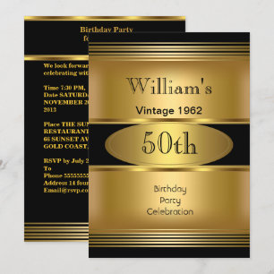 Convites Festa de Aniversário de 50 anos do Homem Dourado P