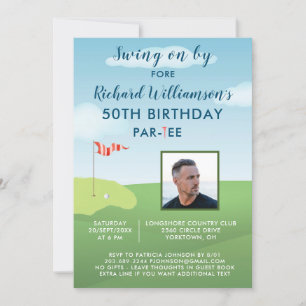 Convites Festa de Aniversário de 50 anos do Homem Foto Golf