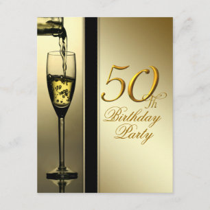 Convites Festa de Aniversário de 50 anos Elegante Champagne