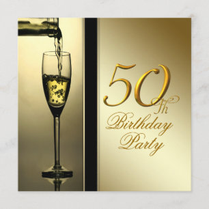Convites Festa de Aniversário de 50 anos Elegante Champagne