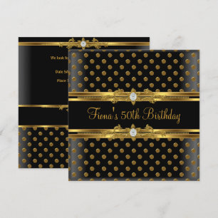 Convites Festa de Aniversário de 50 anos Elegante Joia Pret