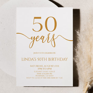Convites Festa de Aniversário de 50 anos Elegante Minimalis