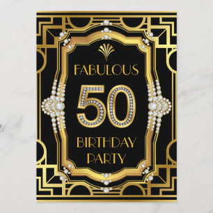 Convites Festa de Aniversário de 50 anos em Art Déco