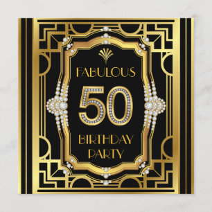Convites Festa de Aniversário de 50 anos em Art Déco