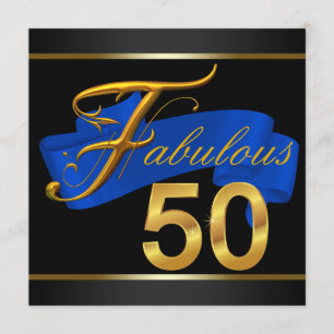 Convites Festa de Aniversário de 50 Anos Fabulosa em Azul R