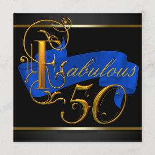 Convites Festa de Aniversário de 50 Anos Fabulosa em Azul R