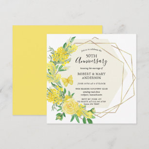 Convites Festa de Aniversário de 50 anos Flor de Rosa Amare