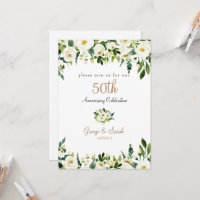 Festa de Aniversário de 50 anos Floral Branco 
