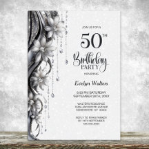Festa de Aniversário de 50 anos Flores e Diamantes