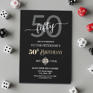 Convites Festa de Aniversário de 50 Anos Masculina Minimali
