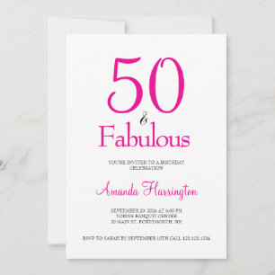 Convites Festa de Aniversário de 50 anos Minimal e Fabulosa