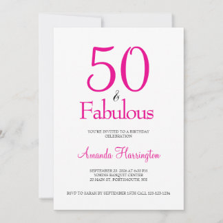 Convites Festa de Aniversário de 50 anos Minimal e Fabulosa