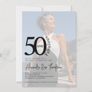 Convites Festa de Aniversário de 50 anos Minimal e Fabulosa