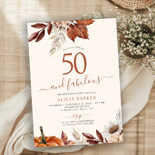 Convites Festa de aniversário de 50 anos no outono