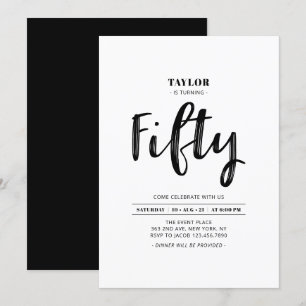 Convites Festa de Aniversário de 50 Anos Preto e Branco Sim