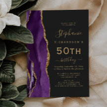 Festa de Aniversário de 50 anos Purple Gold Ágata 