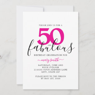 Convites Festa de Aniversário de 50 anos Rosa Branco e Fabu