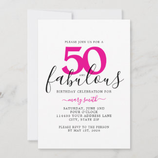Convites Festa de Aniversário de 50 anos Rosa Branco e Fabu