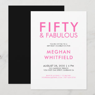 Convites Festa de Aniversário de 50 anos Rosa Cinquenta e F