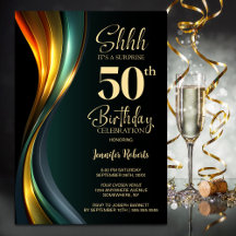 Festa de Aniversário de 50 Anos Surpresa Preta e D