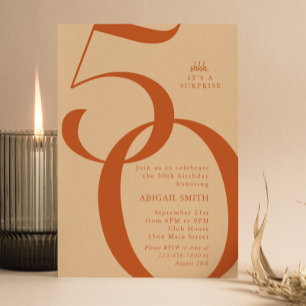 Convites Festa de Aniversário de 50 anos Surpresa Shh Retro