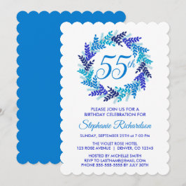 Convites Festa de Aniversário de 55 Anos com Coroa Azul Ele