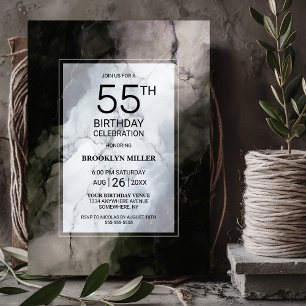 Convites Festa de Aniversário de 55 Anos em Mármore Rústico