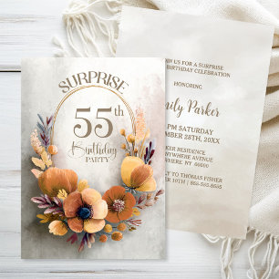 Convites Festa de Aniversário de 55 anos Surpresa Floral La